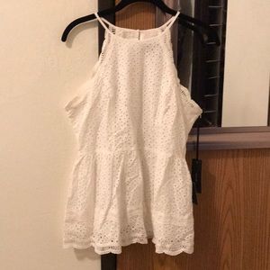NWT white eyelet peplum top